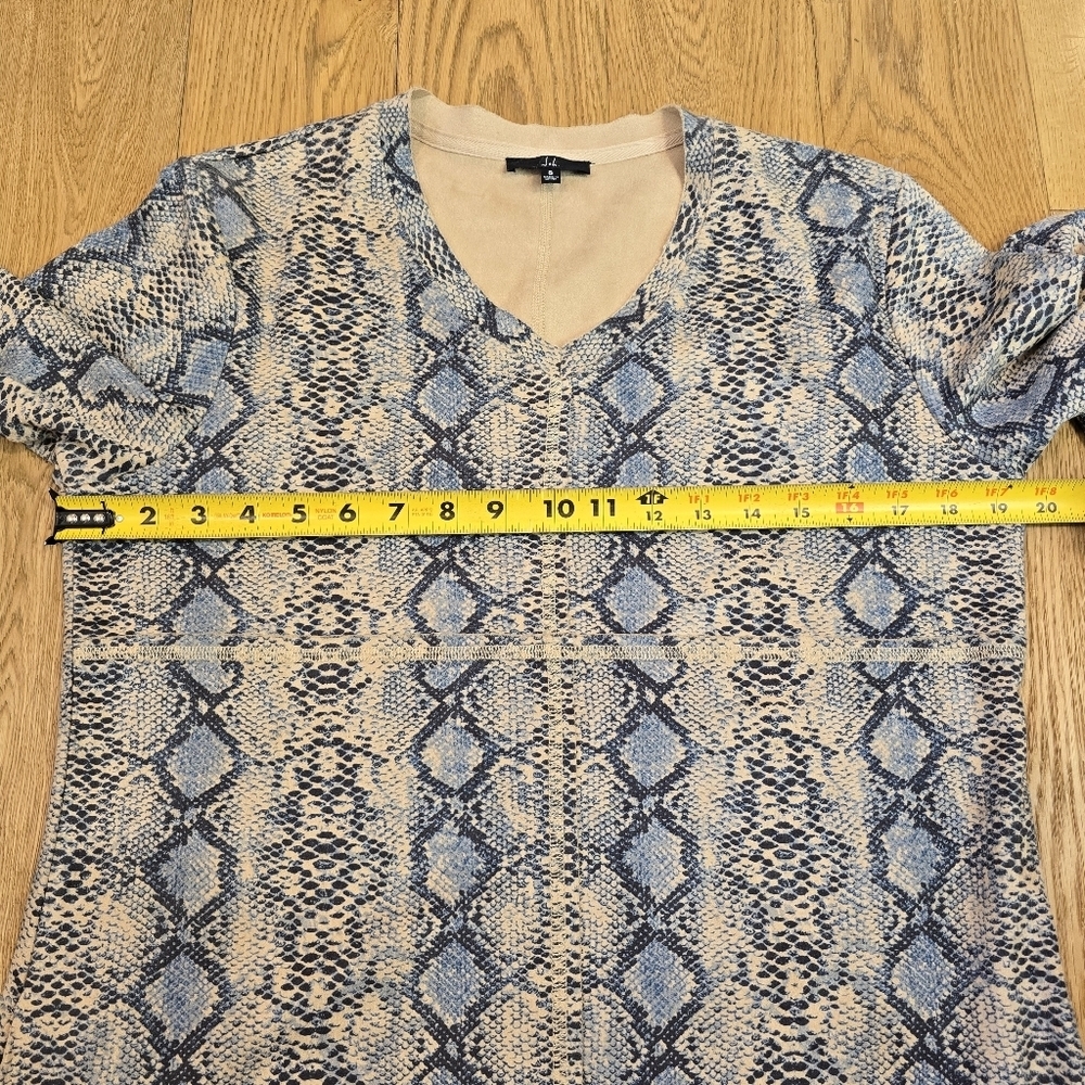 Joh Snakeskin Print Long Sleeve Rou D Neck Faux Suede Dress Oversized Small - Picture 9 of 12
